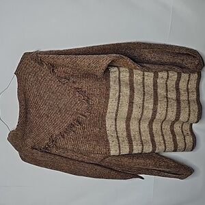 Max Bradley fringe pull over vintage speckled knit wool rayon sweater sz Small
